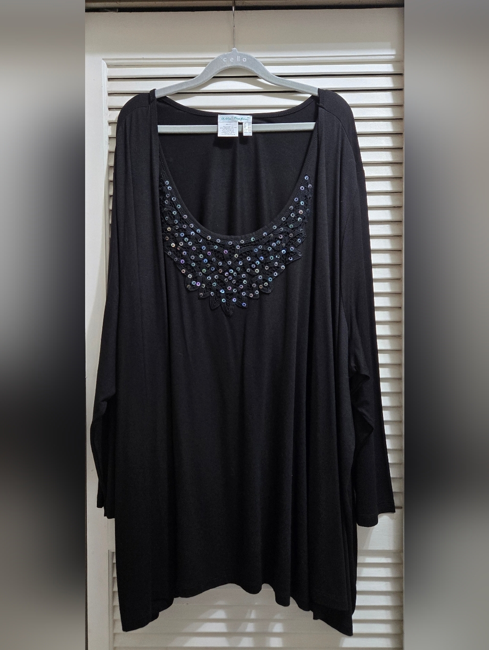 Ulla Popken 2Fer Tunic Top Cardigan Sequin Tank Black 28/30